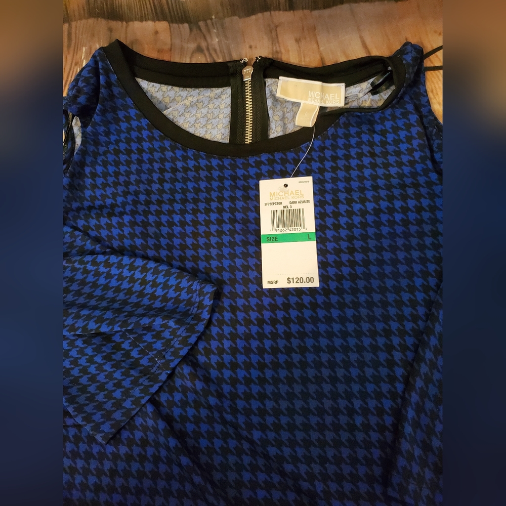 Michael Kors Cold Shoulder Houndstooth Dress - Picture 6 of 7